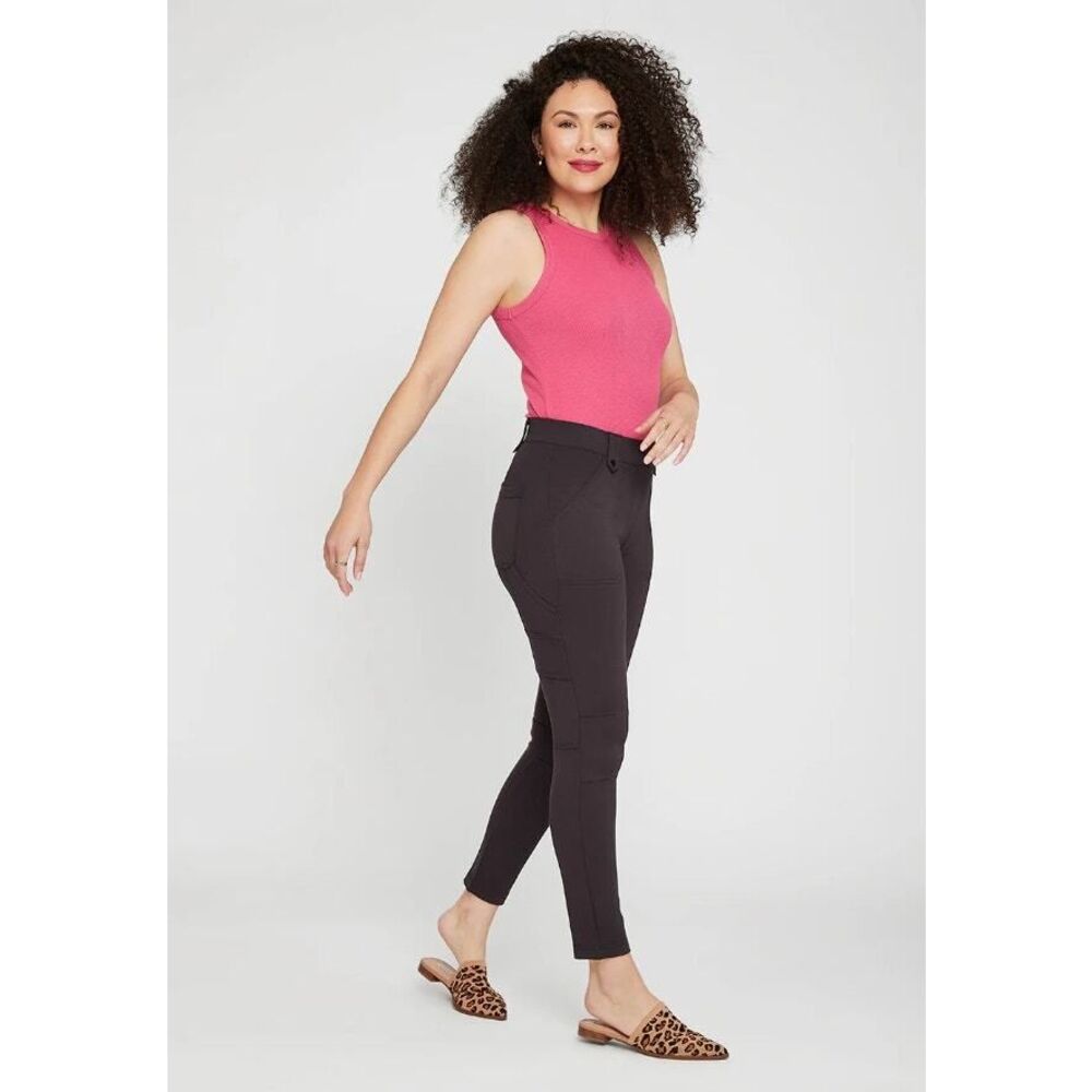 Betabrand Utility Ponte Pants Womens Size PL Black Mid Rise Stretch Pockets